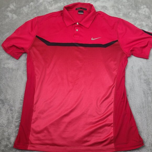 Nike Tiger Woods Collection Men's Red Snap Button‎ Performance Golf Polo Size M - Picture 1 of 8